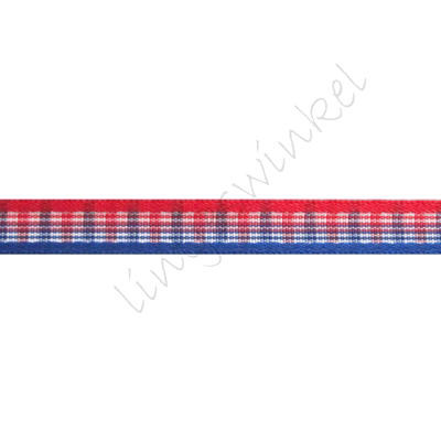 Groenten fascisme De onze Geruit lint 10mm - Rood Wit Blauw