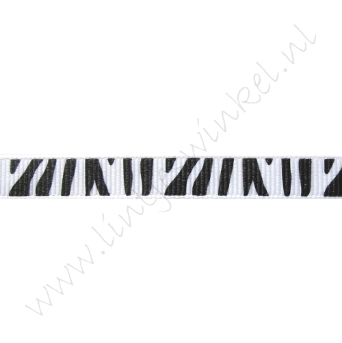 Lint met print 10mm - Zebra Zwart