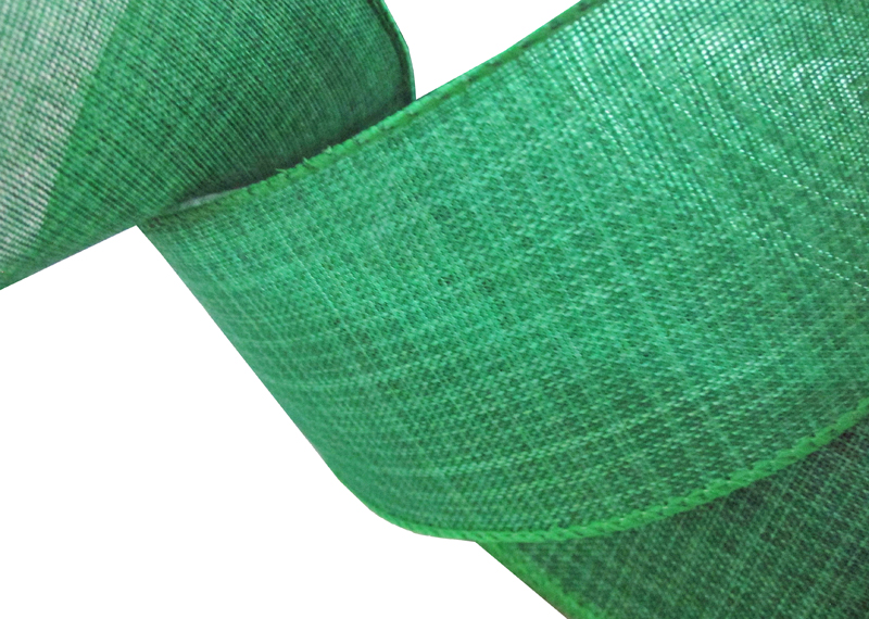Band mit Drahtkante 63mm - Leinen Uni Grün (Rolle 3 Meter) Band mit Drahtkante 63mm - Leinen Uni Grün (Rolle 3 Meter)