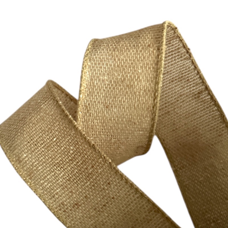 Band mit Drahtkante 38mm - Webband Jute Burlap Look Hell Braun (Rolle 3 Meter) Band mit Drahtkante 38mm - Webband Jute Burlap Look Hell Braun (Rolle 3 Meter)