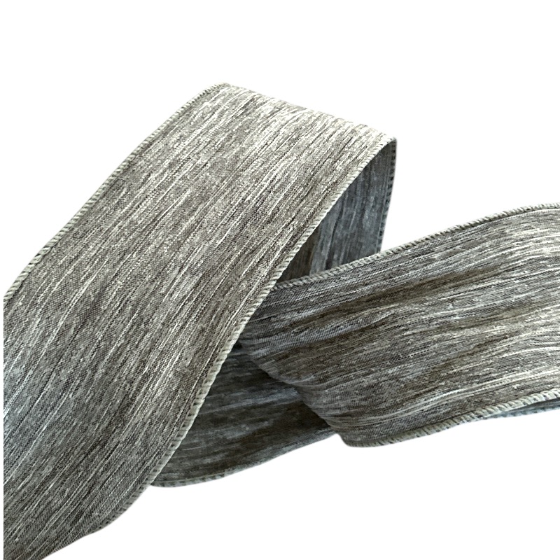 Band mit Drahtkante 63mm - Webband Grau Crinkle (Rolle 3 Meter) Band mit Drahtkante 63mm - Webband Grau Crinkle (Rolle 3 Meter)