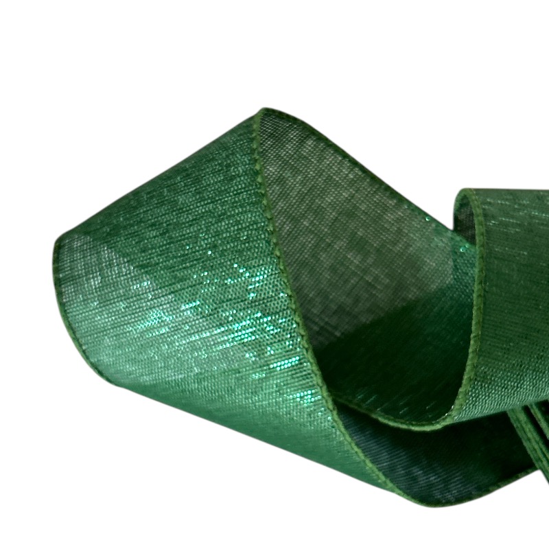 Band mit Drahtkante 63mm - Leinen Uni Dunkel Grün Glanz Glitzer (Rolle 3 Meter) Band mit Drahtkante 63mm - Leinen Uni Dunkel Grün Glanz Glitzer (Rolle 3 Meter)