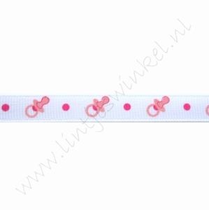 Baby Ripsband 10mm (Rolle 22 Meter) - Schnuller Rosa