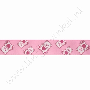 Baby Ripsband 16mm (Rolle 22 Meter) - Bär Rosa