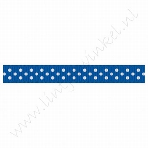 Ripsband Punkte 10mm (Rolle 22 Meter) - Dunkel Blau Weiß