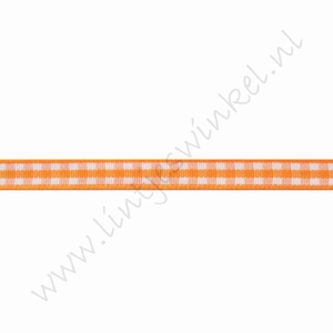 Geruit lint 6mm (rol 22 meter) - Oranje