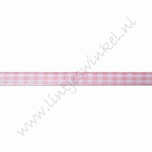Geruit lint 6mm (rol 22 meter) - Licht Roze