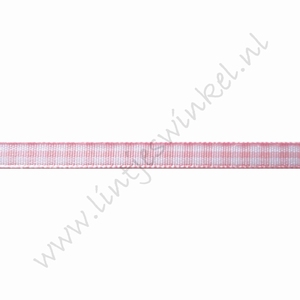 Geruit lint 6mm (rol 22 meter) - Licht Roze