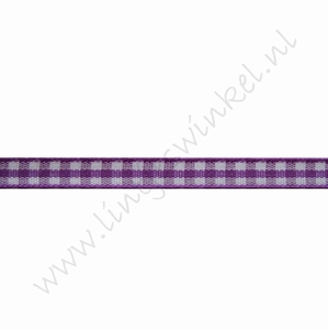 Geruit lint 6mm (rol 22 meter) - Violet