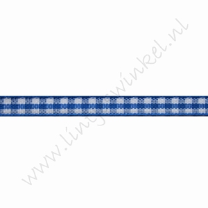 Geruit lint 6mm (rol 22 meter) - Donker Blauw