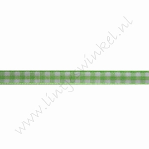 Geruit lint 6mm (rol 22 meter) - Appelgroen