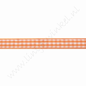 Geruit lint 10mm (rol 22 meter) - Oranje