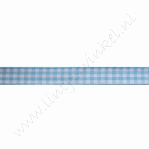 Geruit lint 10mm (rol 22 meter) - Licht Blauw