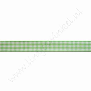 Geruit lint 10mm (rol 22 meter) - Appelgroen