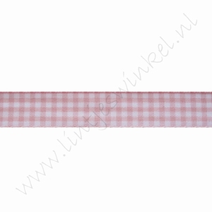 Geruit lint 16mm (rol 22 meter) - Licht Roze