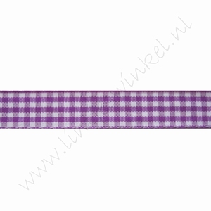 Geruit lint 16mm (rol 22 meter) - Violet