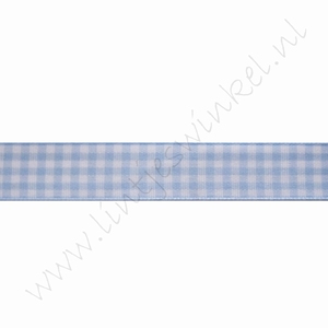 Geruit lint 16mm (rol 22 meter) - Licht Blauw