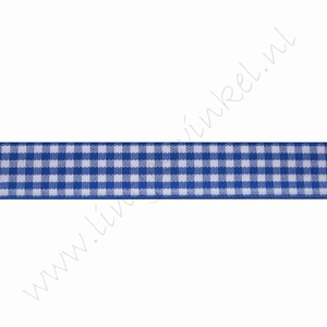 Geruit lint 16mm (rol 22 meter) - Donker Blauw