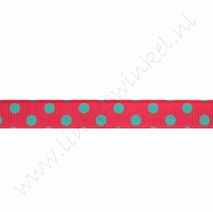 Ripsband Punkte 10mm (Rolle 22 Meter) - Groß Rot Grün