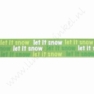 Kerstlint 16mm (rol 22 meter) - Let it Snow Groen