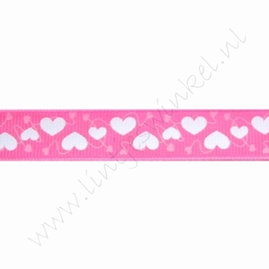 Lint harten 16mm (rol 22 meter) - Roze Wit
