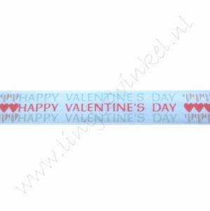 Satijnlint harten 16mm (rol 22 meter) - Happy Valentine