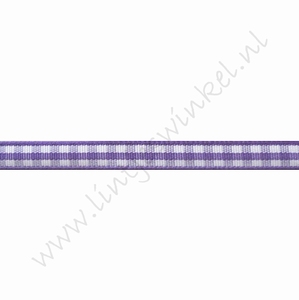 Geruit lint 6mm (rol 45 meter) - Paars