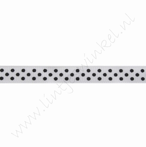 Ripsband Punkte 10mm (Rolle 22 Meter) - Weiß Schwarz