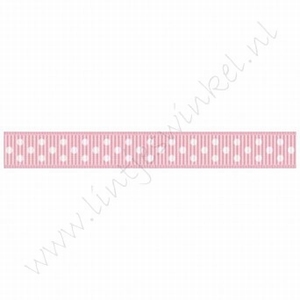 Stippenlint 10mm (rol 22 meter) - Licht Roze Wit