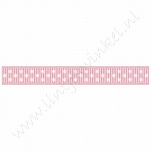 Stippenlint 10mm (rol 22 meter) - Licht Roze Wit