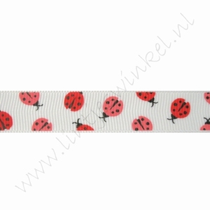 Lint met print 16mm (rol 22 meter) - Lieveheersbeestje