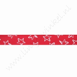 Ripsband Sterne Offen 10mm (Rolle 22 Meter) - Rot Weiß