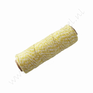 Bakers Twine / katoenkoord (rol 91 meter) - Geel Wit