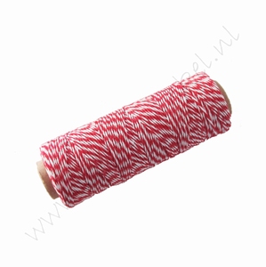 Bakers Twine / katoenkoord (rol 91 meter) - Rood Wit