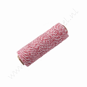 Bakers Twine / katoenkoord (rol 91 meter) - Roze Rood Wit