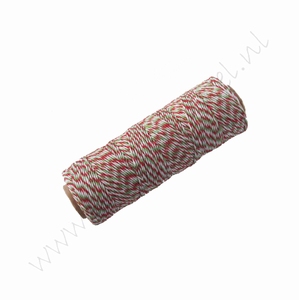 Bakers Twine / Baumwollkordel (Rolle 91 Meter) - Rot Lime Weiß