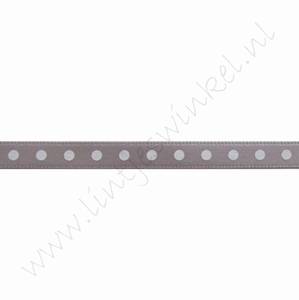 Satinband Punkte 6mm (Rolle 22 Meter) - Silber Grau Weiß