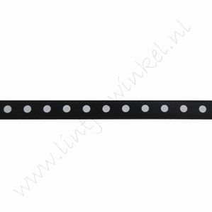 Satinband Punkte 6mm (Rolle 22 Meter) - Schwarz Weiß
