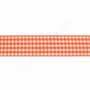 Geruit lint 22mm (rol 22 meter) - Oranje