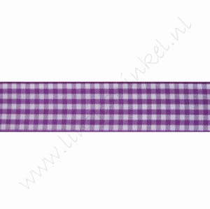 Geruit lint 22mm (rol 22 meter) - Violet