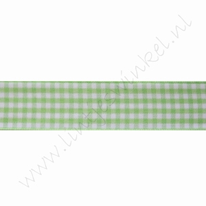 Geruit lint 22mm (rol 22 meter) - Appelgroen