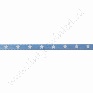 Satinband Sterne 3mm (Rolle 22 Meter) - Hell Blau Weiß