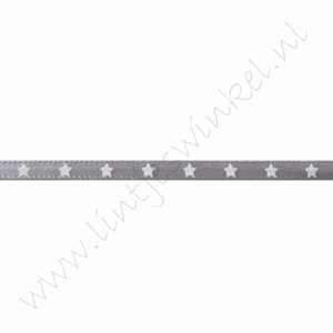 Satijnlint sterren 3mm (rol 22 meter) - Zilver Grijs Wit