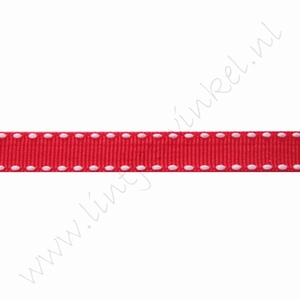 Ripsband Stickerei 10mm (Rolle 22 Meter) - Rot Weiß