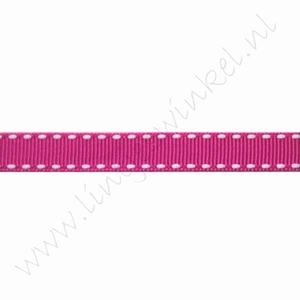 Lint stiksels 10mm (rol 22 meter) - Fuchsia Wit