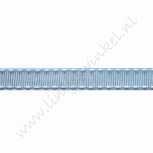 Ripsband Stickerei 10mm (Rolle 22 Meter) - Hell Blau Weiß