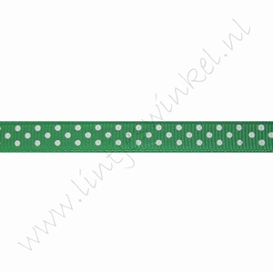 Ripsband Punkte 10mm (Rolle 22 Meter) - Grün Weiß