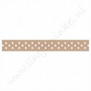 Stippenlint 10mm (rol 22 meter) - Licht Bruin Wit
