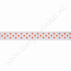 Ripsband Punkte 10mm (Rolle 22 Meter) - Weiß Orange