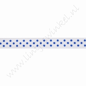 Ripsband Punkte 10mm (Rolle 22 Meter) - Weiß Dunkel Blau
